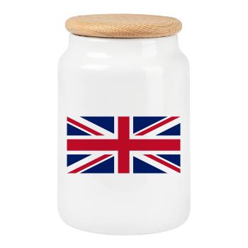 vom Union Jack inspiriertes Design einer Marineflagge - Keksdose mit Holzdeckel - Weiß - Vorne