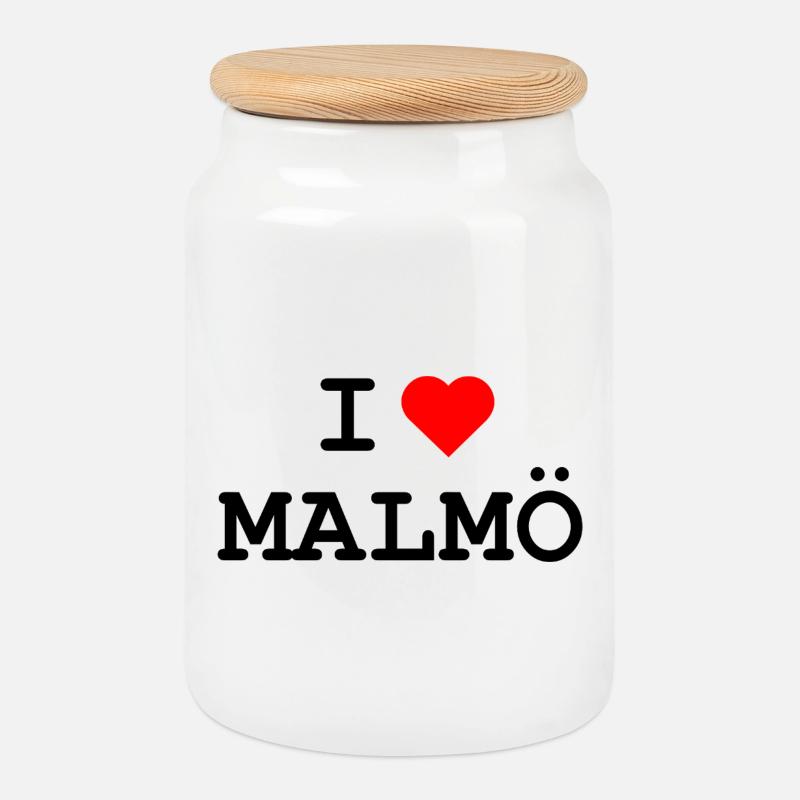 I love Malmö - Keksdose mit Holzdeckel - Weiß