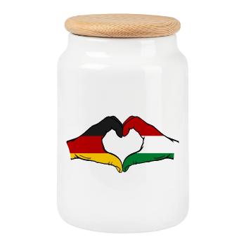 Drapeau Allemagne Hongrie - Boîte à biscuits avec couvercle en bois - blanc - Devant