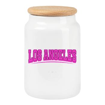 Los Angeles California Design Souvenir Pink - Cookie Jar with Wooden Lid - white - Front