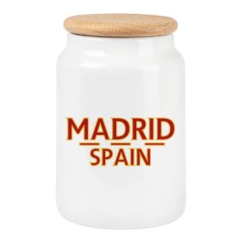 Madrid – Spanien - Keksdose mit Holzdeckel - Weiß - Vorne
