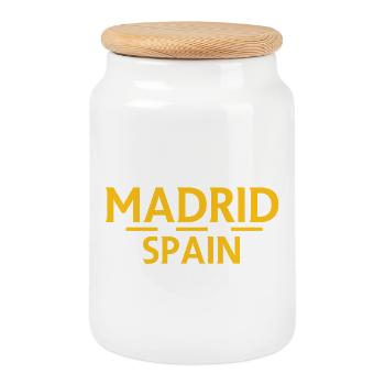 Madrid – Spanien - Keksdose mit Holzdeckel - Weiß - Vorne
