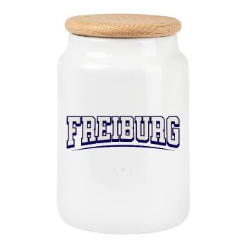 Freiburg Germany College Design - Keksdose mit Holzdeckel - Weiß - Vorne