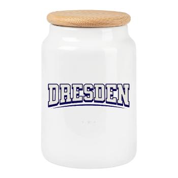 Dresden Germany Vintage College Design - Keksdose mit Holzdeckel - Weiß - Vorne