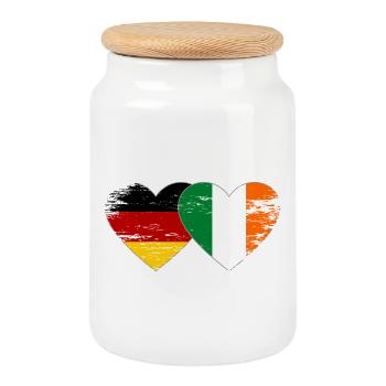 Deutschland Irland Flagge Herz used - Keksdose mit Holzdeckel - Weiß - Vorne