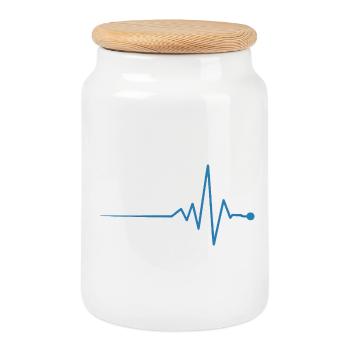 Yacht et battement de cœur - Boîte à biscuits avec couvercle en bois - blanc - Devant