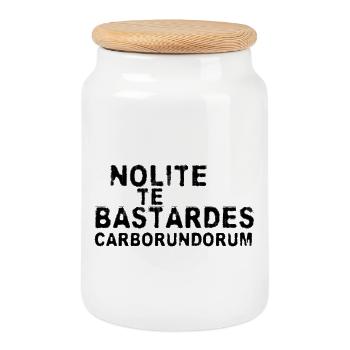 Nolite Te Bastardes Carborundorum - Keksdose mit Holzdeckel - Weiß - Vorne
