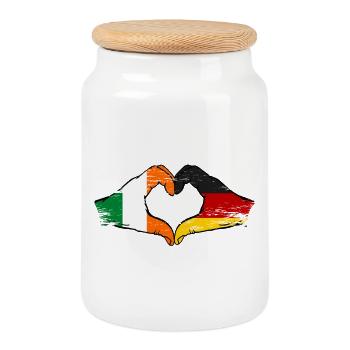 Irland Deutschland Flagge Hände Herzform - Keksdose mit Holzdeckel - Weiß - Vorne