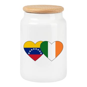 Venezuela Irland Flagge Herz - Keksdose mit Holzdeckel - Weiß - Vorne