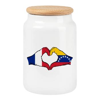 Drapeau du Venezuela Mains Forme de cœur - Boîte à biscuits avec couvercle en bois - blanc - Devant