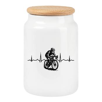 Conception de vélo de route vintage pour vélo de route - Boîte à biscuits avec couvercle en bois - blanc - Devant