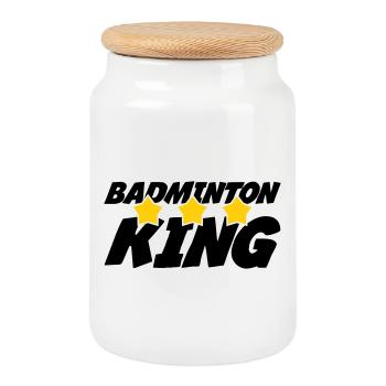 The King of Badminton - Cookie Jar with Wooden Lid - white - Front