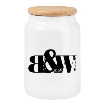 Blacc&White Love - Boîte à biscuits avec couvercle en bois - blanc - Devant