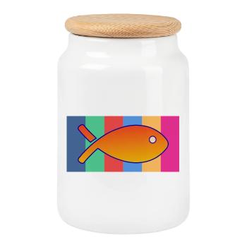 FISCH. SARDINE. APRILSCHERZ. MEER. OZEAN - Keksdose mit Holzdeckel - Weiß - Vorne
