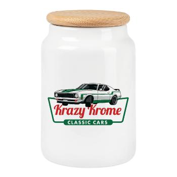 Krazy Krome Classic Car Drift Culture Muskelkraft - Keksdose mit Holzdeckel - Weiß - Vorne