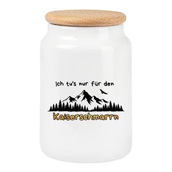 Dicton de randonnée des montagnes Kaiserschmarrn - Boîte à biscuits avec couvercle en bois - blanc - Devant