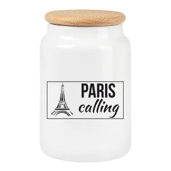 Paris Calling - Cookie Jar with Wooden Lid - white - Front