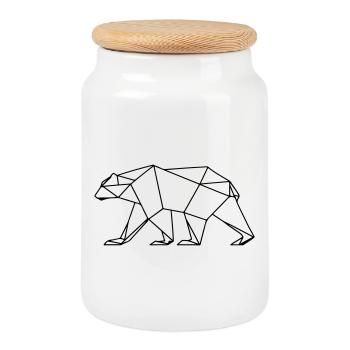 Polar Bär Polygon Eisbär Symbol - Keksdose mit Holzdeckel - Weiß - Vorne