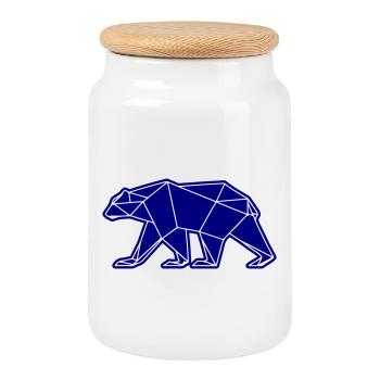 Eisbär Polar Bär Polygon Symbol - Keksdose mit Holzdeckel - Weiß - Vorne