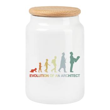 The development of an architect - Cookie Jar with Wooden Lid - white - Front