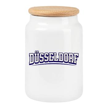 Dusseldorf Germany Varsity Logo - Cookie Jar with Wooden Lid - white - Front