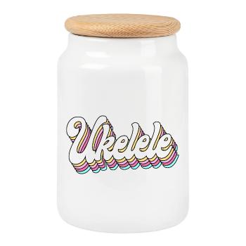 Hawaiian Ukulele Uke Retro Vintage - Cookie Jar with Wooden Lid - white - Front