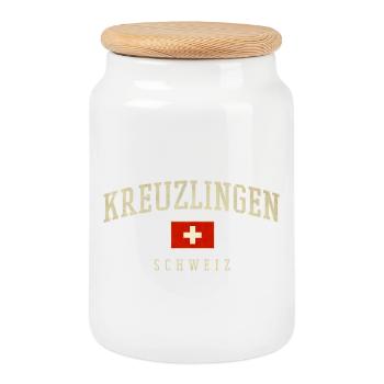 Emblème de Kreuzlingen Suisse - Boîte à biscuits avec couvercle en bois - blanc - Devant