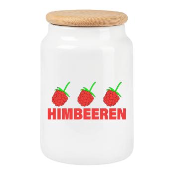 HIMBEERREN - Keksdose mit Holzdeckel - Weiß - Vorne