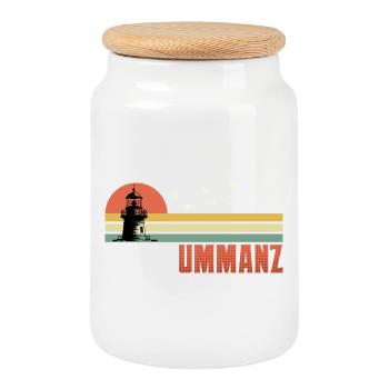 Vacances Mer Baltique Ile UMMANZ Souvenier Drôle - Boîte à biscuits avec couvercle en bois - blanc - Devant