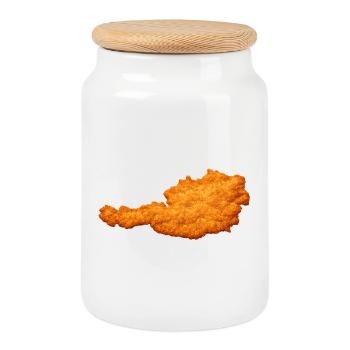 Schnitzel Österreich Kult & Leibspeise - Keksdose mit Holzdeckel - Weiß - Vorne