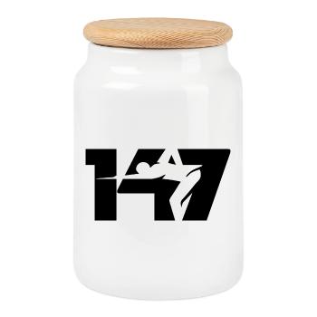 147 Snooker-Ikone (Schwarz) - Keksdose mit Holzdeckel - Weiß - Vorne