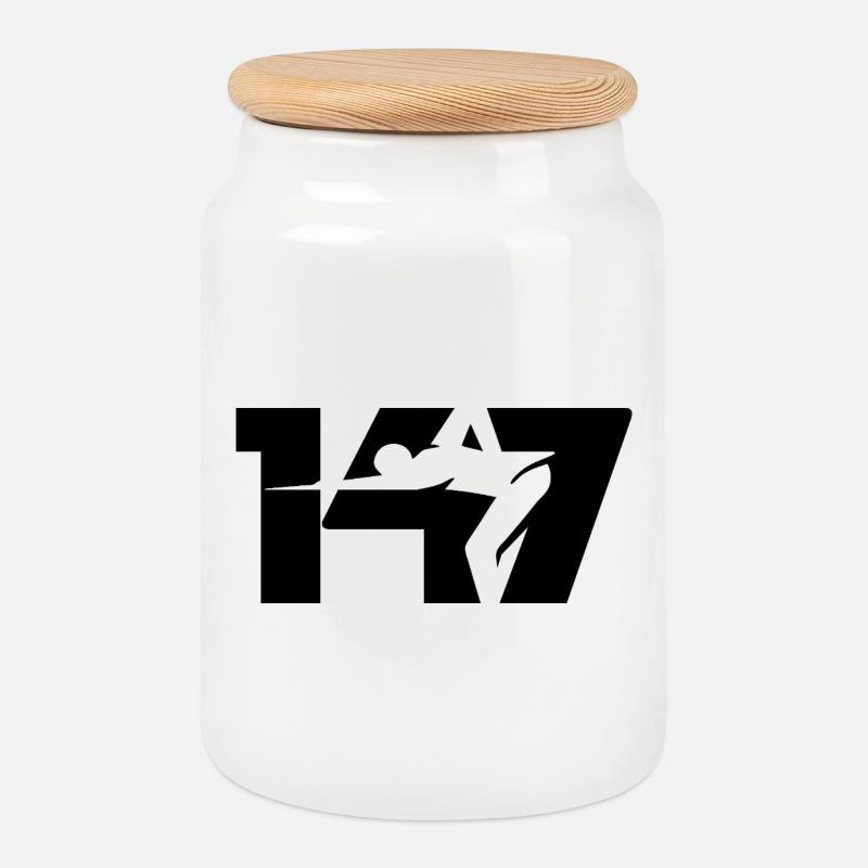 147 Snooker-Ikone (Schwarz) - Keksdose mit Holzdeckel - Weiß