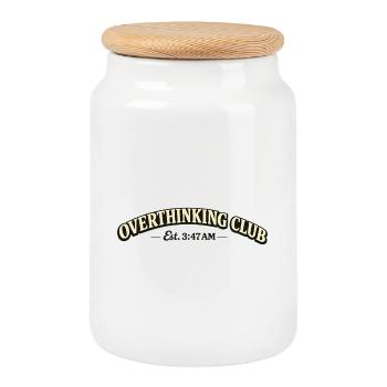 Overthinking Club – Est. 3:47 AM - Keksdose mit Holzdeckel - Weiß - Vorne
