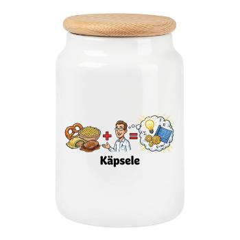 Käpsele Schwabe Erfinder Spätzle Ideen Humor Witz - Keksdose mit Holzdeckel - Weiß - Vorne
