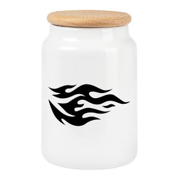 Flames of a fire - Cookie Jar with Wooden Lid - white - Front