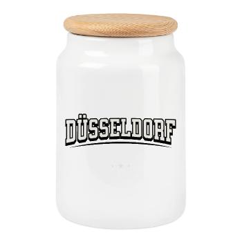 Logo de police de bloc de Düsseldorf, Allemagne - Boîte à biscuits avec couvercle en bois - blanc - Devant