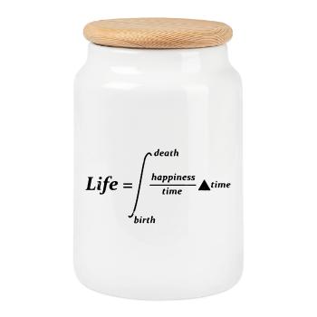 Life Death Happiness time birth - Keksdose mit Holzdeckel - Weiß - Vorne
