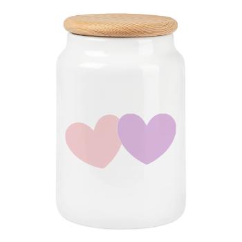 Heart pastel gift Valentine's Day - Cookie Jar with Wooden Lid - white - Front