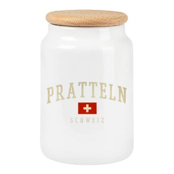 Pratteln Schweiz Emblem - Keksdose mit Holzdeckel - Weiß - Vorne