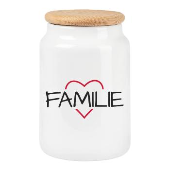 Family Heart Gift Love - Cookie Jar with Wooden Lid - white - Front