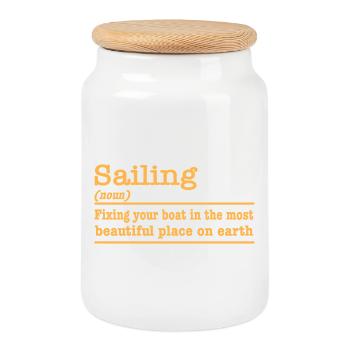 Sailing funny saying for sailors - Cookie Jar with Wooden Lid - white - Front