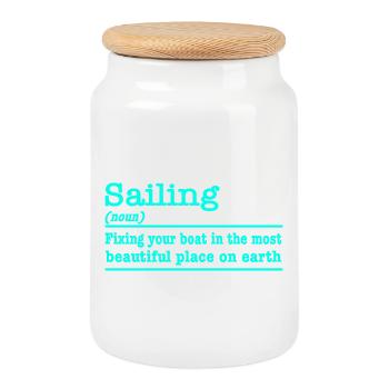 Sailing funny saying for sailors - Cookie Jar with Wooden Lid - white - Front