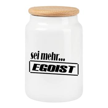 Egoist / Clear statement look - Cookie Jar with Wooden Lid - white - Front