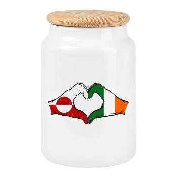 Grönland Irland Flagge Hände Herzform - Keksdose mit Holzdeckel - Weiß - Vorne