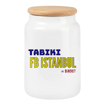 TABIKI FB ISTANBUL Contrast Design - Boîte à biscuits avec couvercle en bois - blanc - Devant