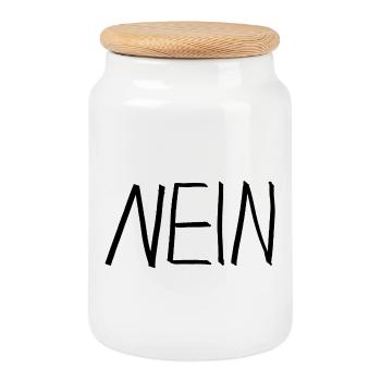 NEIN - Keksdose mit Holzdeckel - Weiß - Vorne