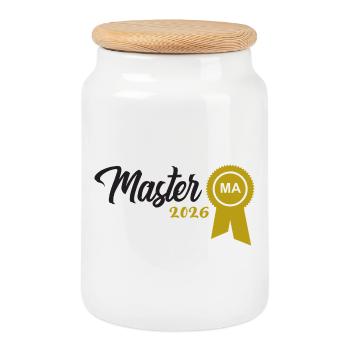 Master 2026 Graduation Graduation - Cookie Jar with Wooden Lid - white - Front