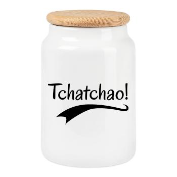Tchatchao  - Boîte à biscuits avec couvercle en bois - blanc - Devant