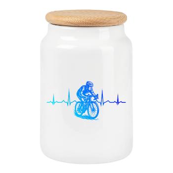 Motif emblématique du vélo de route - Boîte à biscuits avec couvercle en bois - blanc - Devant