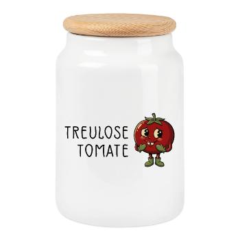 Faithless tomato - Cookie Jar with Wooden Lid - white - Front